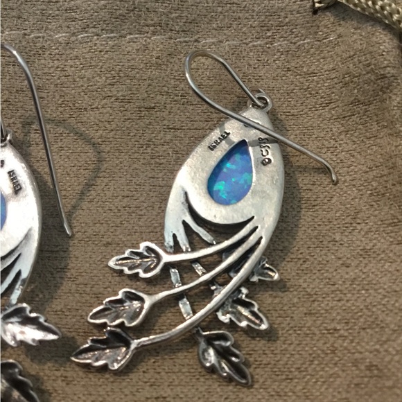 NWT Natural Blue Opal Bold Dangle Earrings - Picture 4 of 11